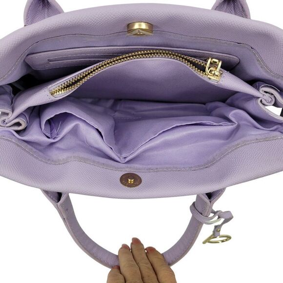 Bebe Womens Vegan Evie Satchel Bag‎ Lilac Pastel Purple Faux Leather Top Handle
